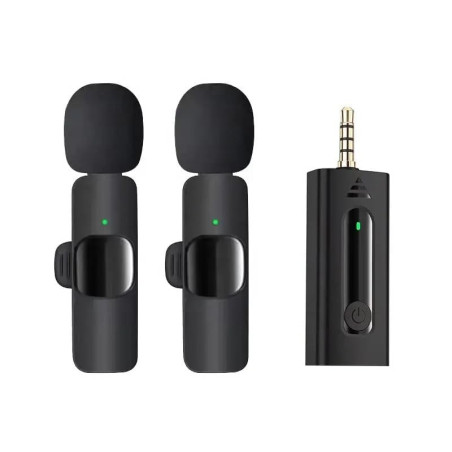 Double Microphone Lavalier Sans Fil K35 / Jack 3.5 mm / Noir