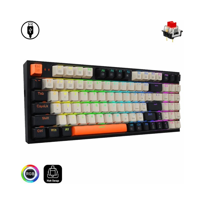 Clavier Gaming Mécanique REDRAGON KITAVA K636 RGB - Noir Blanc