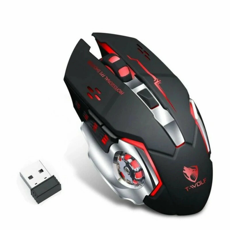 Souris Gaming sans Fil Rechargeable T-WOLF Q13 - Noir