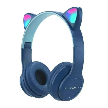 Casque MP3 Bluetooth Oreillettes de Chat P47M - Bleu