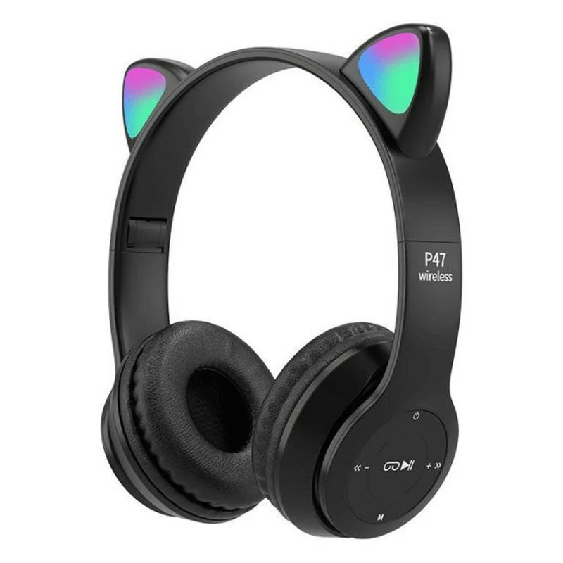 Casque MP3 Bluetooth Oreillettes de Chat P47M - Noir