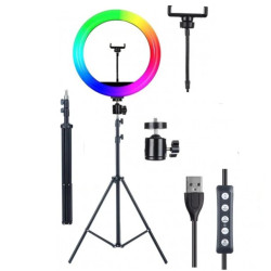 RING LIGHT LED RGB MJ36 avec Trépied 2.1m