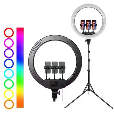 RING LIGHT LED RGB MJ45 avec Trépied 2.1m