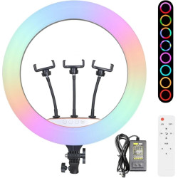 RING LIGHT LED RGB MJ56 avec Trépied 2.1m