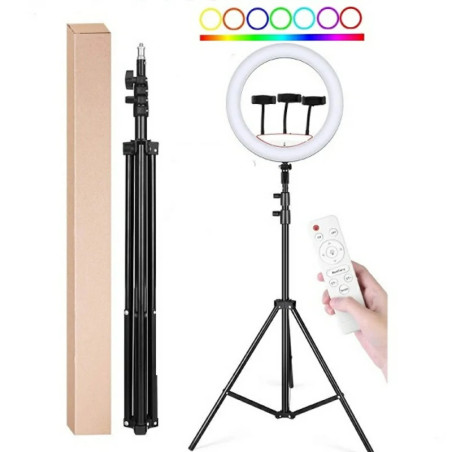 RING LIGHT LED RGB MJ56 avec Trépied 2.1m