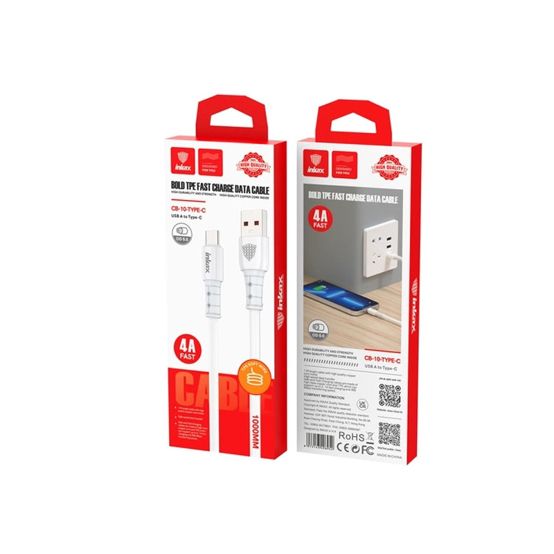 Cable Type C 1m 4A INKAX CB-10 - Blanc