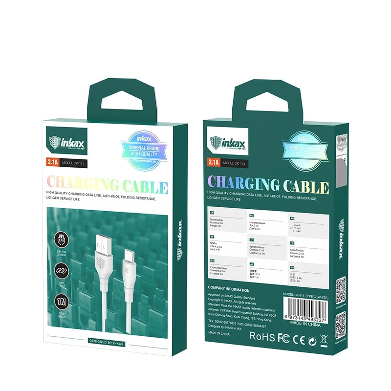 Cable Type C 1m 2.1A INKAX CK-114 - Blanc