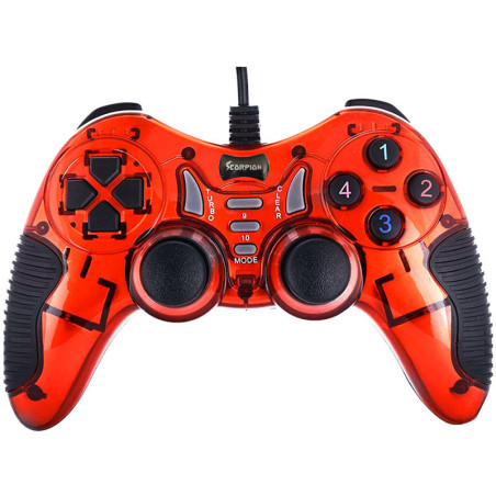 Manette de Jeu USB Double Vibration SCORPION SJ606-1 - Rouge