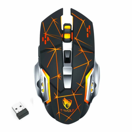 Souris Gaming sans Fil Rechargeable T-WOLF Q13 - Star Noir