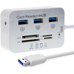 Hub USB 3.0 Ports USB + Lecteur de cartes - Blanc