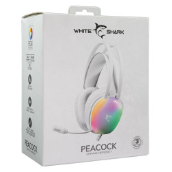 Casque Gaming WHITE SHARK PEACOCK GH-2444 RGB - Blanc