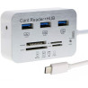 Hub USB 3.0 Type C vers Ports USB + Lecteur de cartes - Blanc