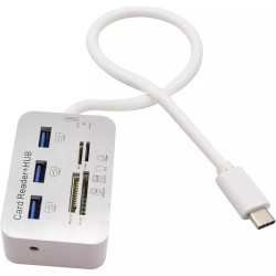 Hub USB 3.0 Type C vers Ports USB + Lecteur de cartes - Blanc