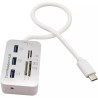 Hub USB 3.0 Type C vers Ports USB + Lecteur de cartes - Blanc