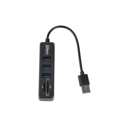 Hub USB 2.0 Ports USB + Lecteur de cartes - Noir