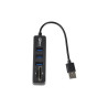 Hub USB 2.0 Ports USB + Lecteur de cartes - Noir