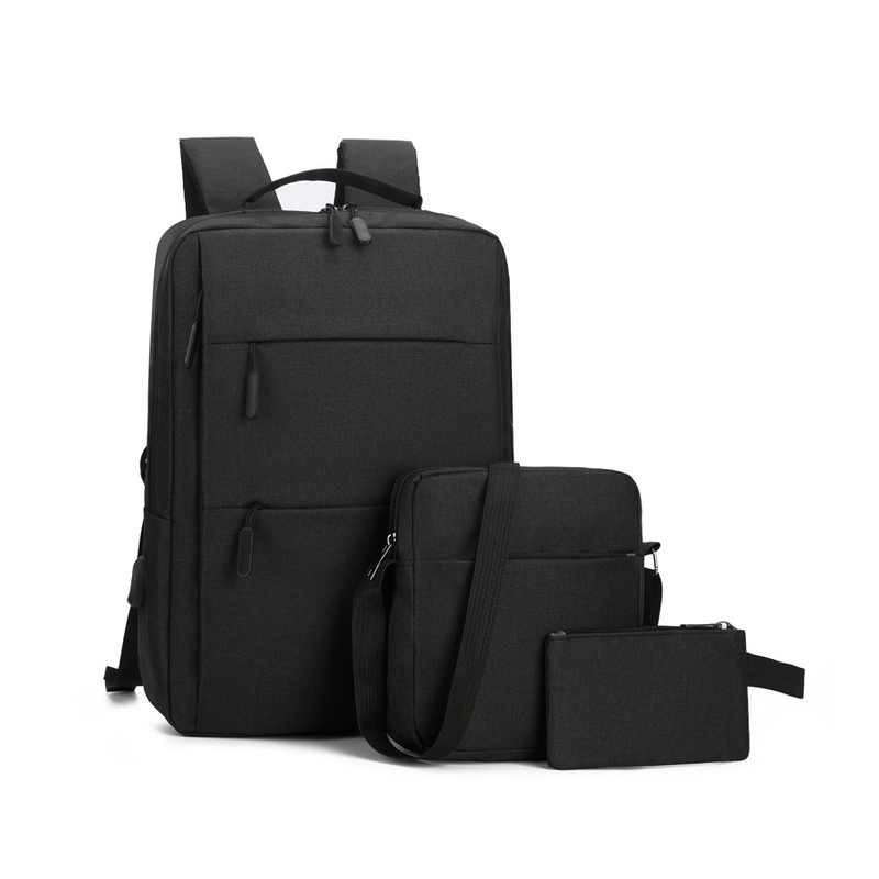 Sac à dos pour Pc Portable 15.6" + Sacoche + Trousse - Noir