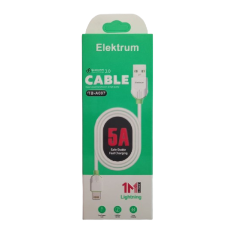 Cable Lightning 1m 5A ELEKTRUM TB-A007