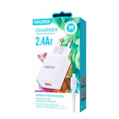 Chargeur Micro USB 2.4A 12W KAKUSIGA KSC-931 Avec Cable - Blanc