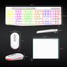 Combo Clavier et Souris sans Fil + Tapis ADVANCE CLS-3100WT RGB - Blanc