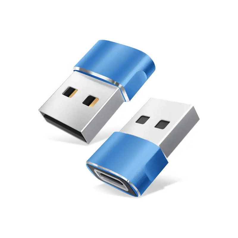 Adaptateur USB Male Vers USB Type C Femelle - Bleu