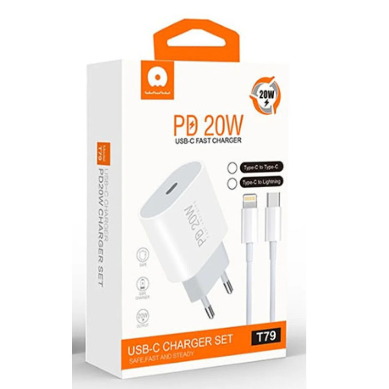 Chargeur Lightning 3A USB-C 20W WUW T79