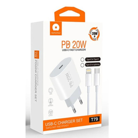 Chargeur Lightning 3A USB-C 20W WUW T79