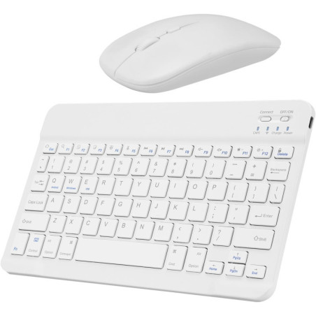 Combo Mini Clavier et Souris Bluetooth - Blanc