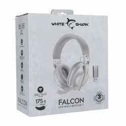 Casque Gaming Sans Fil / Bluetooth WHITE SHARK FALCON WGH-2441 - Blanc Gris