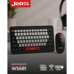 Ensemble Clavier Souris Sans Fil JEDEL WS681 - Gris Noir