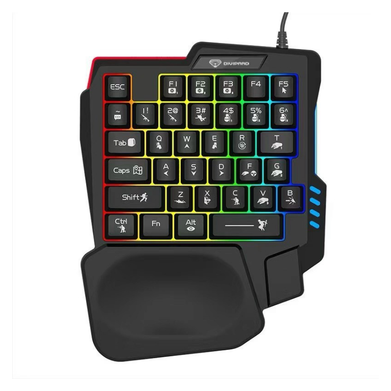 Mini Clavier Gaming One Hand RGB DIVIPARD K5 - Noir