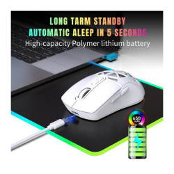 Souris Gaming sans Fil / Bluetooth HXSJ T26 - Blanc