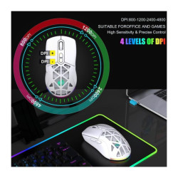 Souris Gaming sans Fil / Bluetooth HXSJ T26 - Blanc
