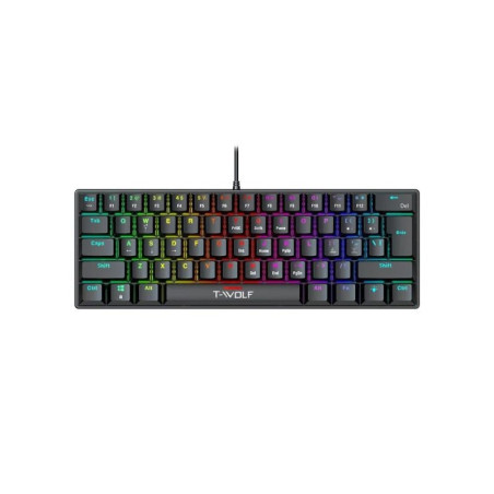 Clavier Gaming Mécanique T-WOLF T61 RGB - Noir - Blue Switch