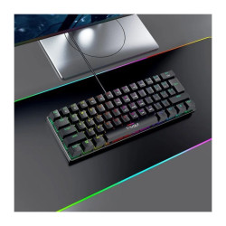 Clavier Gaming Mécanique T-WOLF T61 RGB - Noir - Blue Switch