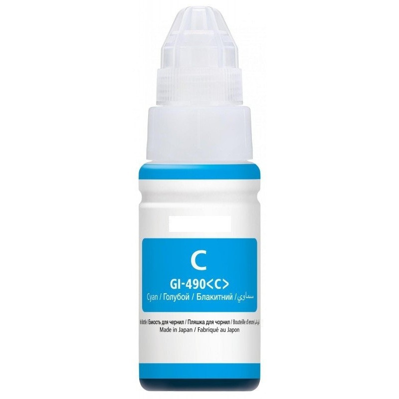 Bouteille d'encre Adaptable GI-490 pour Canon 70ml - Cyan
