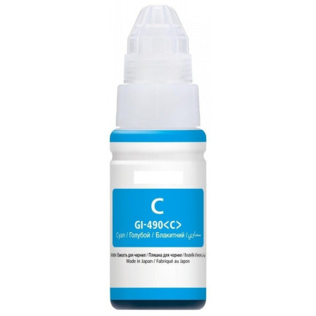 Bouteille d'encre Adaptable GI-490 pour Canon 70ml - Cyan
