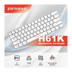 Clavier Gaming Mécanique H61K RGB - Blanc - Blue Switch