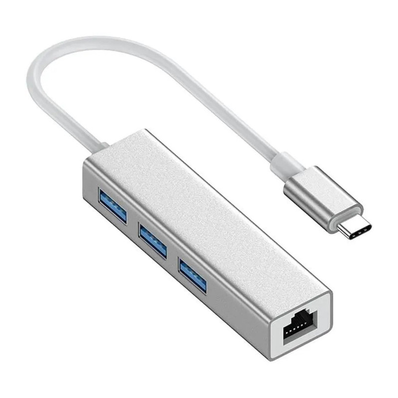 Adaptateur USB Type-C vers HUB 3.0 / 3 Ports / LAN RJ45