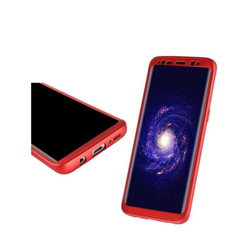 Samsung S8 Plus - Etui en Silicone 360° Avant Rouge Arrière Transparent