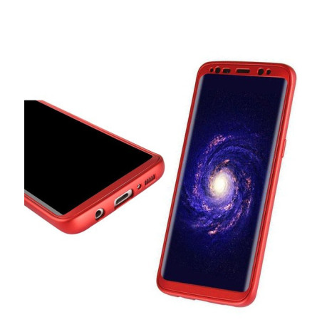 Samsung S8 Plus - Etui en Silicone 360° Avant Rouge Arrière Transparent