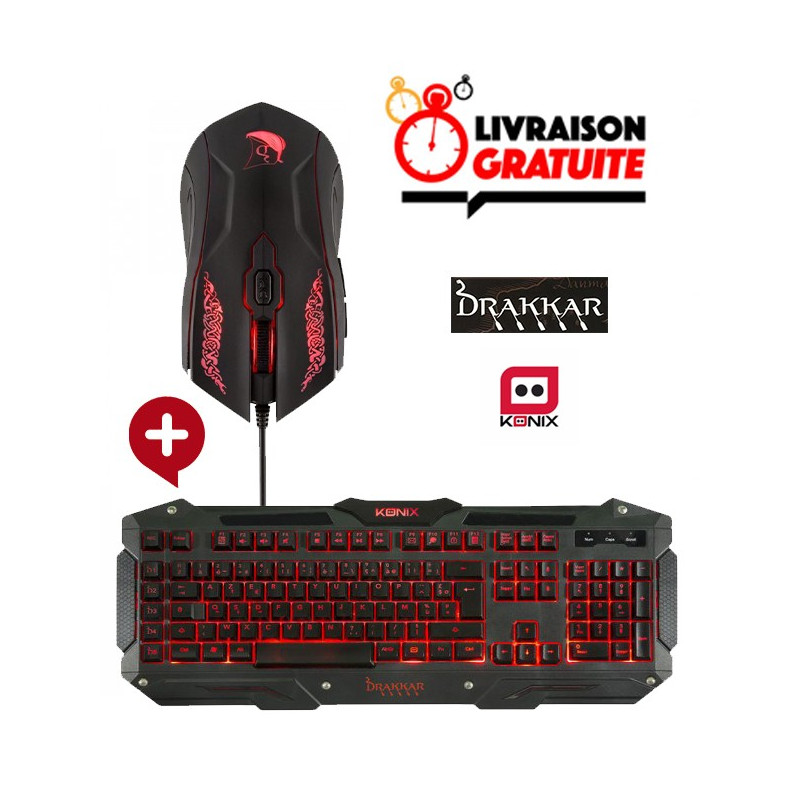 Pack KONIX Drakkar Clavier Midgard + Souris Shaman Pack KONIX Drakkar Clavier Midgard + Souris Shaman
