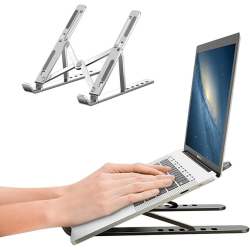 Support PC Portable et Tablette à 8 Hauteurs - Pliable - Blanc