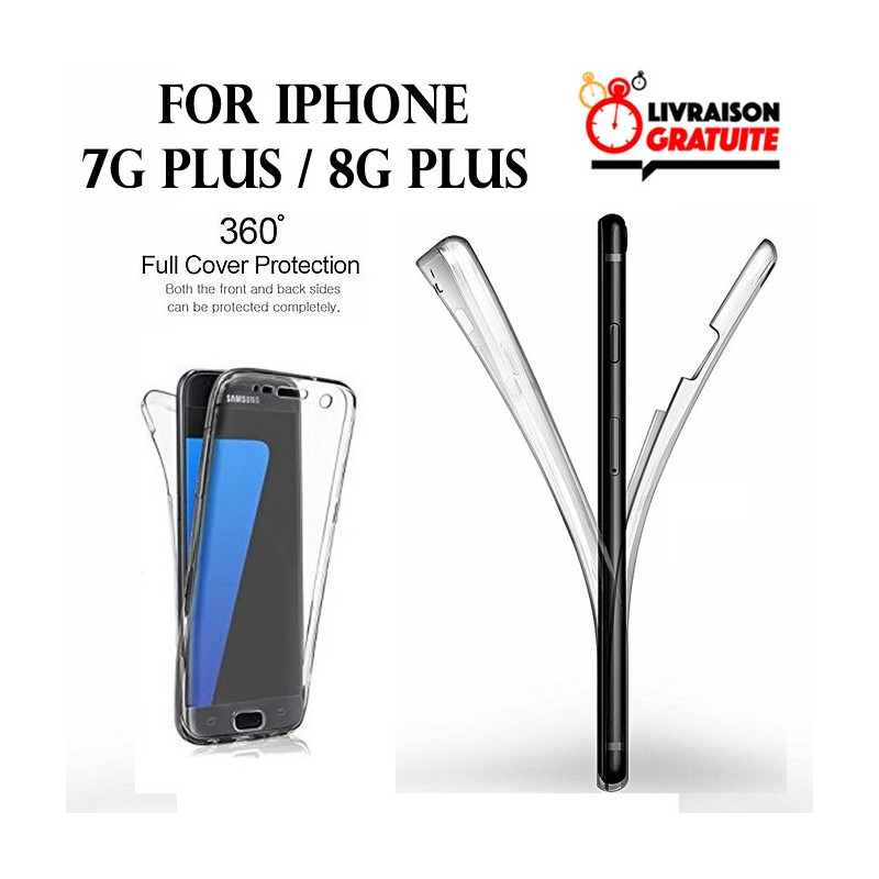iPhone 7G Plus / 8G Plus - Etui Transparent 360° Avant et Arrière