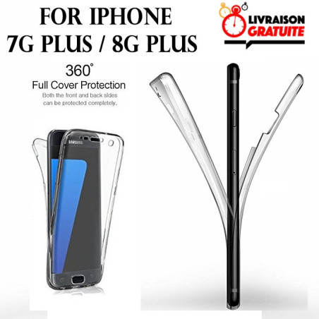 iPhone 7G Plus / 8G Plus - Etui Transparent 360° Avant et Arrière