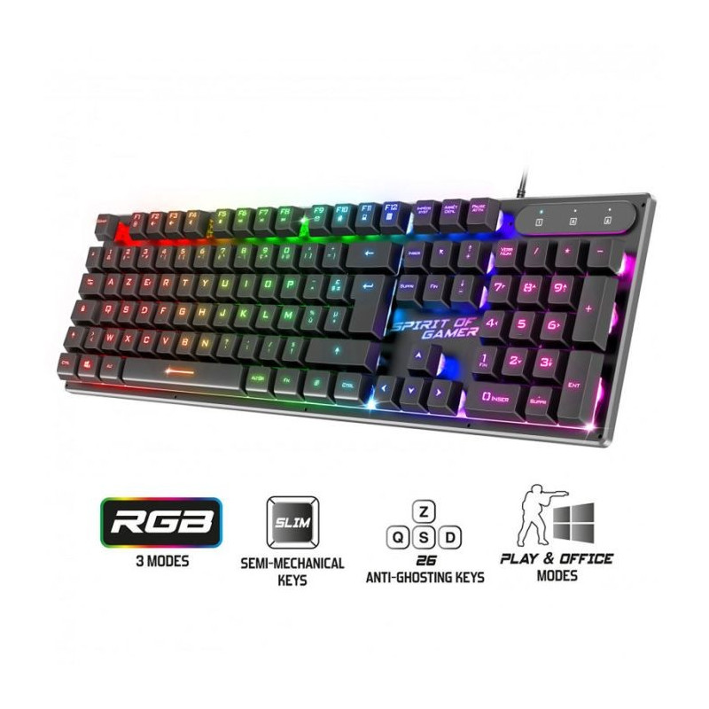 Clavier Gaming Semi Mécanique SPIRIT OF GAMER PRO K1