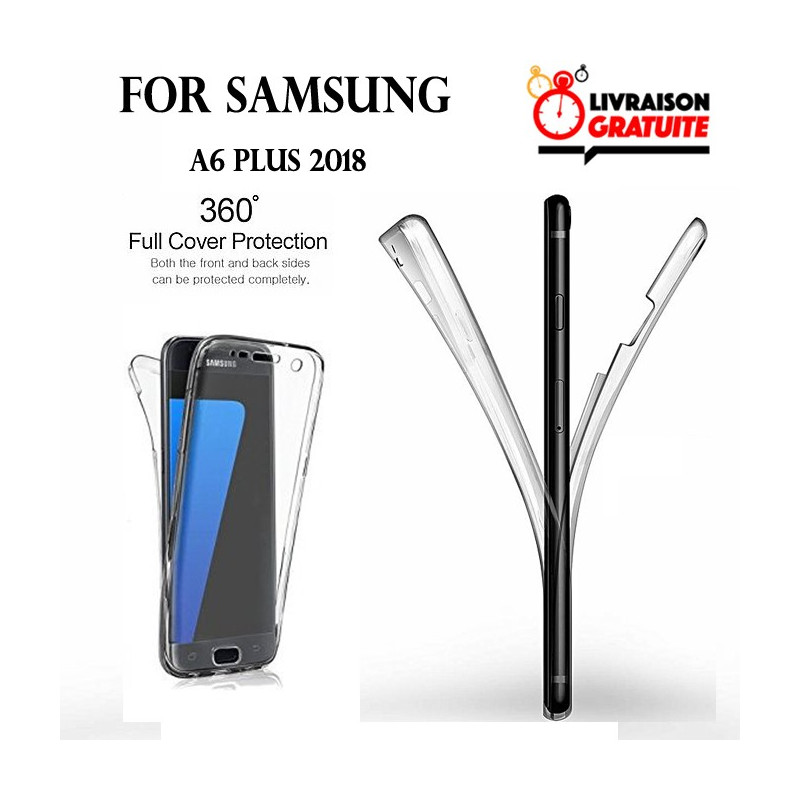Samsung A6 PLUS - Etui Transparent 360° Avant et Arrière