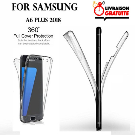 Samsung A6 PLUS - Etui Transparent 360° Avant et Arrière