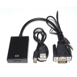 Convertisseur VGA Mâle Vers HDMI Femelle avec Audio