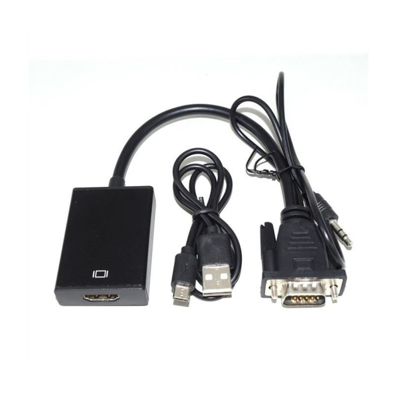 Convertisseur VGA Mâle Vers HDMI Femelle avec Audio